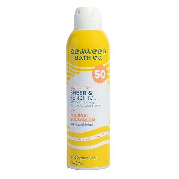 Seaweed Bath Co. SPF 50 Sunscreen Spray: Fragrance-Free, Mineral Formula with Sea Lettuce & Aloe for Sensitive Skin