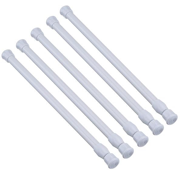 Shappy 5 Pack Tension Rods for DIY Projects - Adjustable Curtain Rods (9.84 to 15.75 Inches, White)