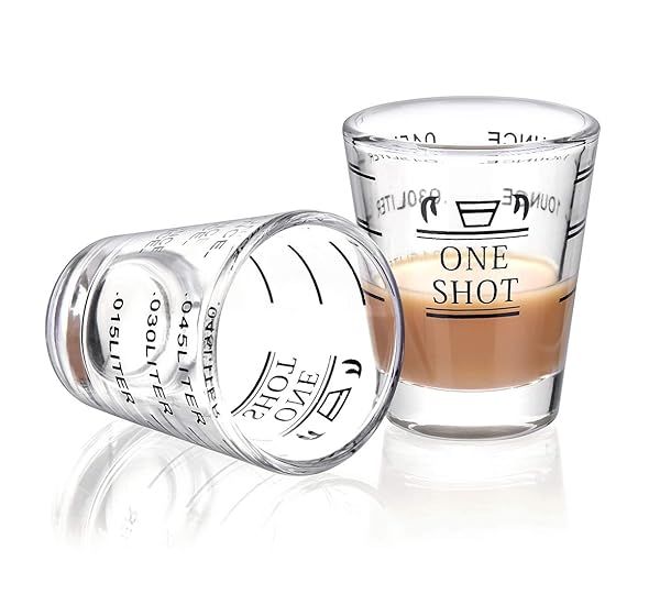 Heavy Glass Shot Glasses 1.5oz/45ml - 2 Pack Measuring Cups for Wine & Espresso