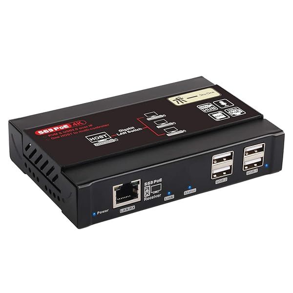 ShuOne 4K HDMI KVM Extender: 383ft Over TCP/IP with Gigabit PoE - Receiver Only Option