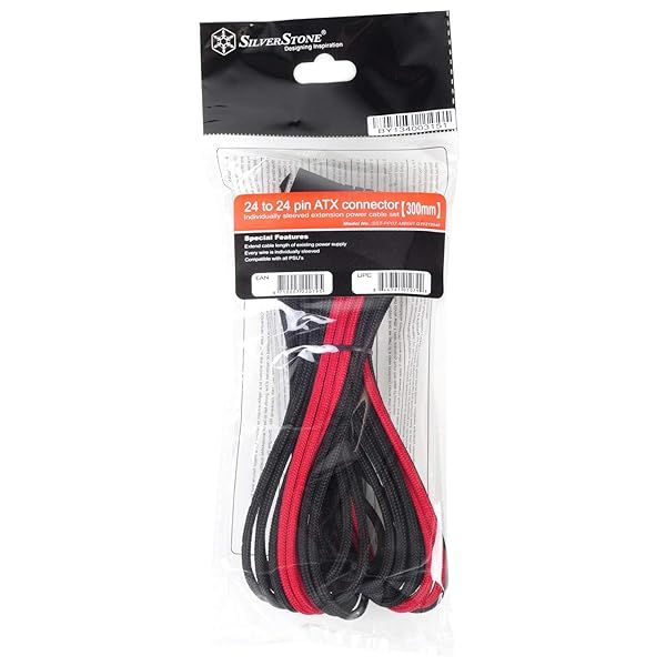 Silverstone Tek 24 Pin Sleeved Power Supply Cable Extension (PP07-MBBR) - Enhance Your PC Build