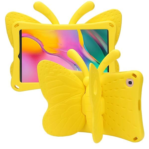 Simicoo 3D Cute Butterfly Case for Samsung Galaxy Tab A 10.1 (2019) - Lightweight, Shockproof, Kid-Friendly Protection (Yellow)