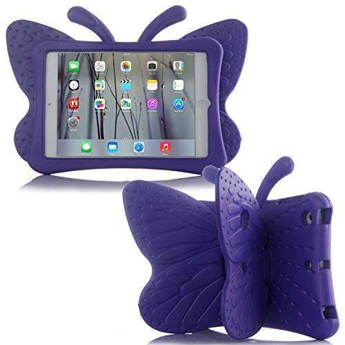Simicoo iPad Mini 5 Case for Kids - Cute Butterfly Design, Lightweight EVA, Shockproof & Rugged Protection (Purple)