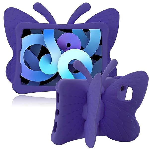 Simicoo iPad Pro 11 Case for Kids - Cute 3D Butterfly EVA Cover with Stand & Pencil Holder - Shockproof & Rugged (Purple)