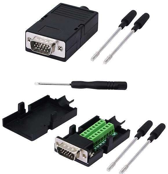 SinLoon VGA DB15 Solderless Connector 2-Pack: 15 Pin D-SUB Breakout Board with Case & Screwdriver