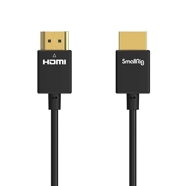 SmallRig Upgraded Ultra Thin HDMI Cable 55cm/1.8Ft (A to A), 4K Hyper Super Flexible Slim Cord, High Speed Supports 3D, 4K@60Hz, Ethernet, ARC Type-A Male to Male for Camera, Monitor, Gimbal - 2957B