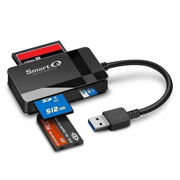 SmartQ C368 USB 3.0 Card Reader: Plug & Play for Apple & Windows - Supports SD, Micro SD, MS, CF Cards