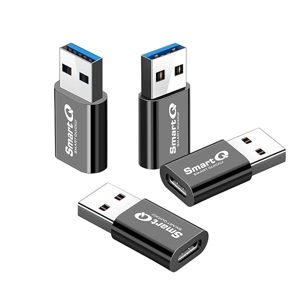 SmartQ 4-Pack USB C to USB Adapter - 10Gbps Data Sync for iPhone, Samsung, Laptop & PC - Fast & Reliable