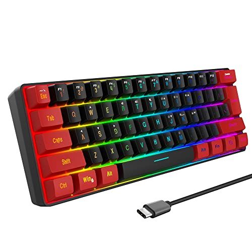 Buy Snpurdiri 60% RGB Wired Gaming Keyboard - Ultra-Compact Mini Keyboard for PC Gamers in Red & Black