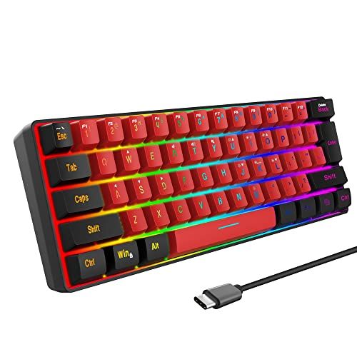 Snpurdiri 60% Wired Gaming Keyboard: Compact RGB Mini Keyboard for PC/Mac - Waterproof & Travel-Friendly