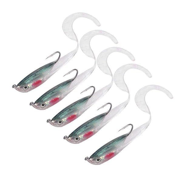 5Pcs Soft Fishing Lures with Jig Head - Best Artificial Baits for Saltwater & Freshwater Fishing (SO050-4)