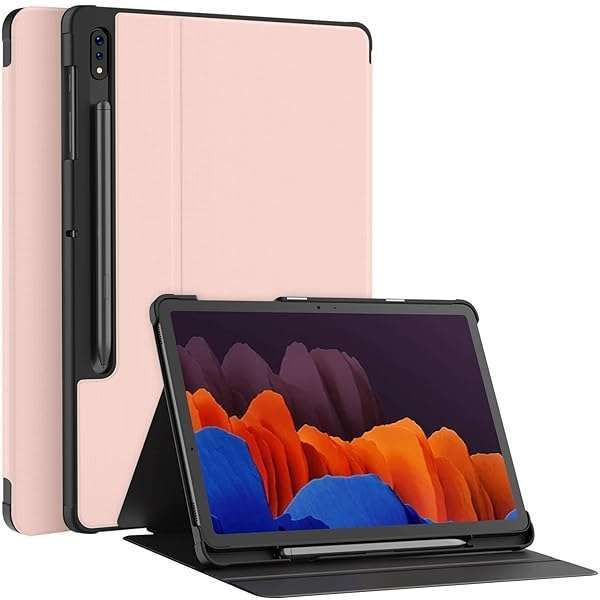 Soke Galaxy Tab S8+/S7 FE/S7 Plus Case with S Pen Holder - Shockproof Stand Folio Case for Samsung Tab S8+ 2022/S7 FE 2021/S7 Plus 2020 12.4" Tablet,Pink