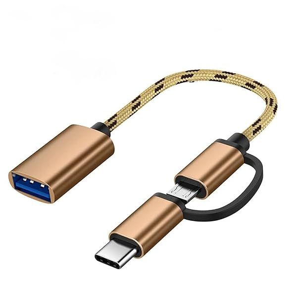 Sokelinn Six USB Type C to Micro USB Adapter - 2 in 1 Gold Connector for Fast Charging & Data Transfer