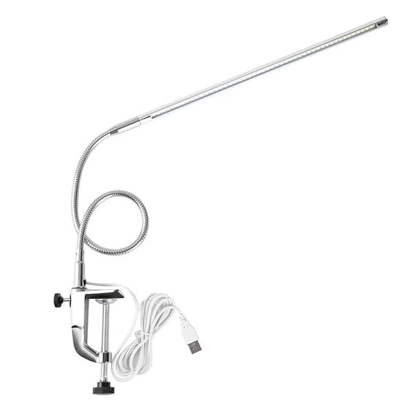 Adjustable Sonew Desk Lamp: USB LED Table Lamp for Manicure, Reading & Eyelash Extensions - 8W, 48 Beads, Silver Clamp Design