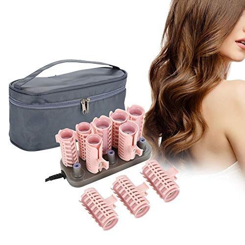 Upgrade Your Hair with Sonew Heated Roller Set - 10 Piece Curler for All Hair Types, Fast Heat & Stylish Pink Bag!