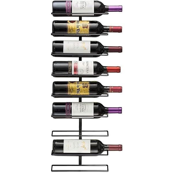 Stylish Sorbus Wall Mount Wine Rack - Holds 9 Bottles | Black Metal Wine Holder for Home Bar & Kitchen Storage