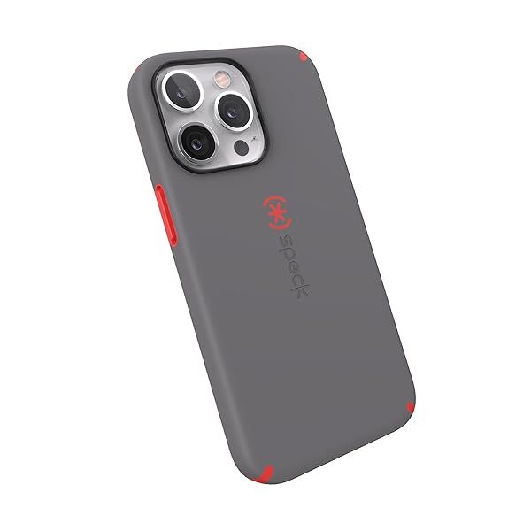 Speck iPhone 13 Pro Case: Slim, Drop-Proof & Scratch-Resistant - MagSafe Compatible in Moody Grey & Turbo Red