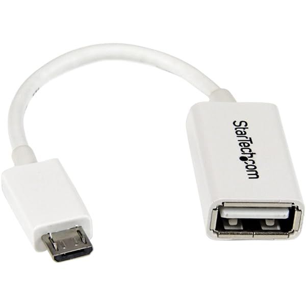 StarTech 5in White Micro USB OTG Host Adapter - Male to Female USB A Cable for On-The-Go Use (UUSBOTGW)