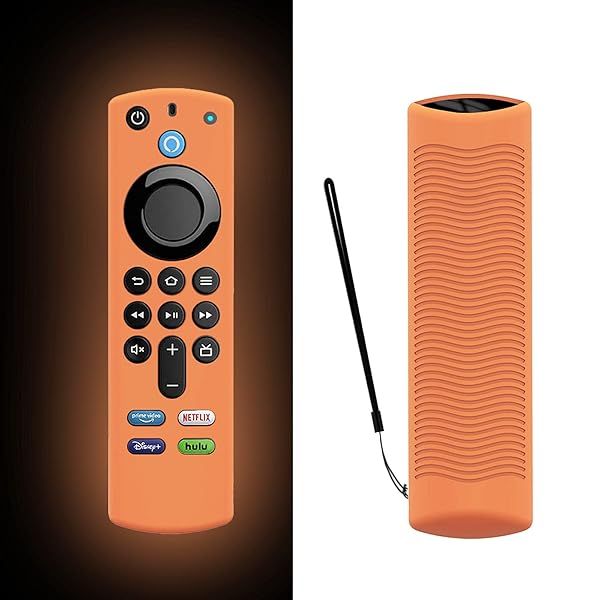 Glow in the Dark Orange 4K Max Case for TV Stick 3rd Gen 2021 - Protective Silicone Cover with Lanyard
