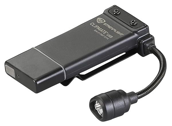 Streamlight 61126 ClipMate: 70-Lumen USB Rechargeable Clip-On Light with AC Adapter - Versatile Black with Red & White LEDs