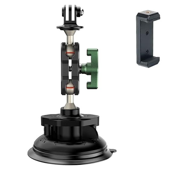 Universal Suction Cup Bracket for GoPro Hero 11/10/9/8/7, DJI Osmo, Insta360 & Akaso - Car Tripod Mount for All Phones (Model 03C)