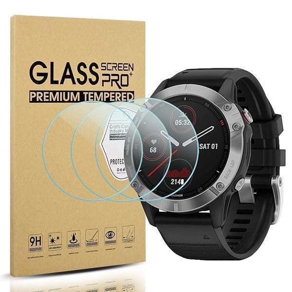 Suoman 3-Pack Tempered Glass Screen Protector for Garmin Fenix 6/6 Pro/Sapphire - Anti-Scratch & Durable