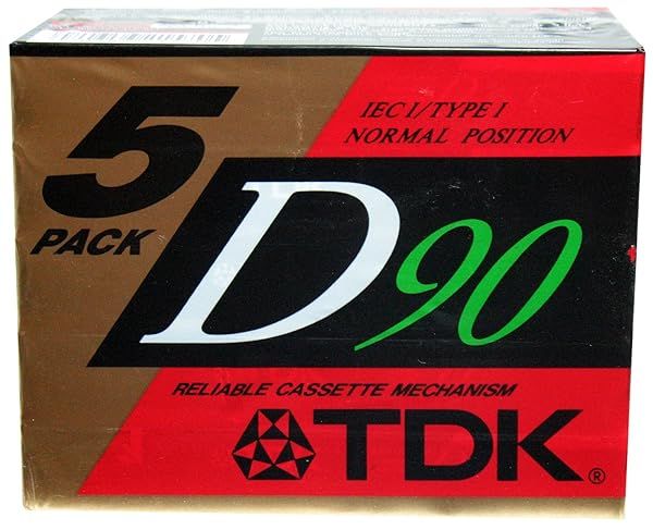 TDK Dynamic Performance D90 High Output IEC I Audio Cassette Tapes - 5 Pack for Superior Sound Quality
