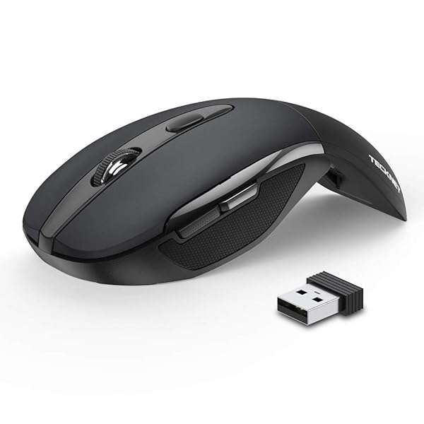 TECKNET Folding Wireless Mouse: 2.4G Portable Travel Mouse with USB Receiver & 24-Month Battery Life - Perfect for Laptops & PCs