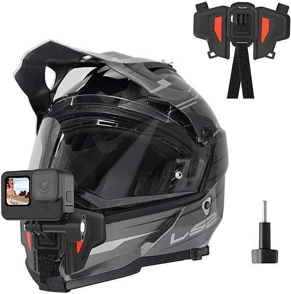 TELESIN Motorcycle Helmet Mount for GoPro & Insta360 - Secure Chin Strap Clamp for Action Cameras