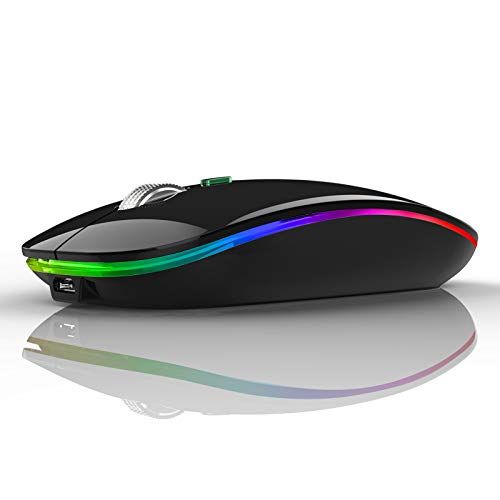 TENMOS Wireless Bluetooth Mouse: Slim, Rechargeable & Silent for Laptop/MacBook/iPad - Bluetooth 5.1 & USB Adapter Included