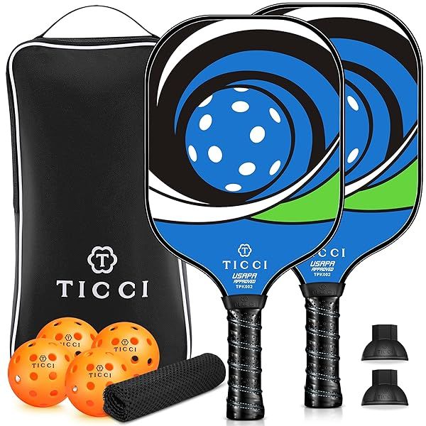 Buy TICCI Pickleball Paddle Set: USAPA Approved Graphite Rackets, Balls & Carry Bag for Beginners & Pros - Blue Green Kit
