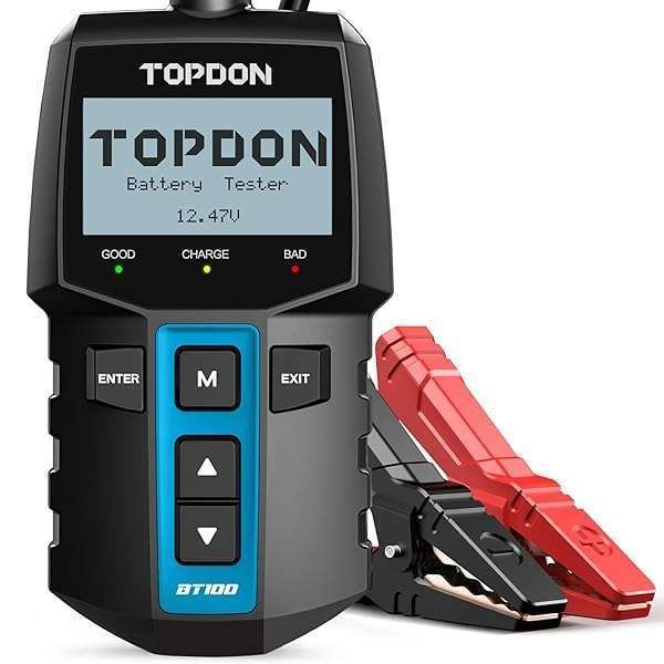 TOPDON BT100 Car Battery Tester: 12V Load & Alternator Analyzer for Cars, Trucks, Motorcycles & More