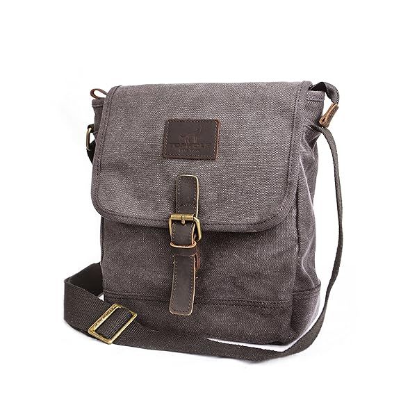 TOPWOLFS Small Canvas Messenger Bag: Stylish Anti-Theft Crossbody for Travel & Work