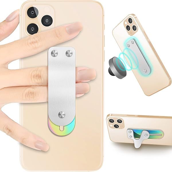 TOQMCI Rainbow Phone Grip Strap Holder - Universal Finger Kickstand for Smartphones (White R)