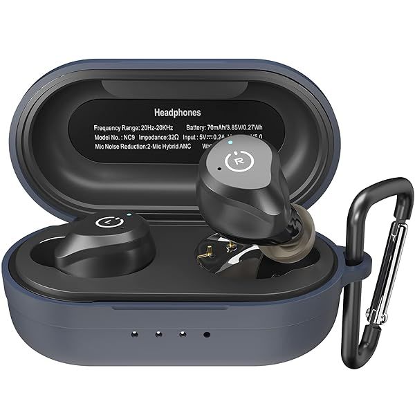 TOZO NC9 Silicone Case: Shockproof Soft Skin Cover with Keychain & Front LED - Blue