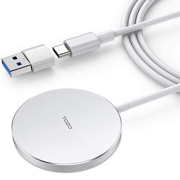 TOZO W6 Wireless Magnetic Charger: 15W Fast Charging Pad for iPhone 16/15/14 & Samsung Galaxy - Aviation Aluminum Design