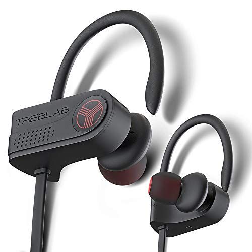 TREBLAB XR700 Wireless Sports Earbuds: Bluetooth 5.0, IPX7 Waterproof, Noise Cancelling & Custom Earhooks