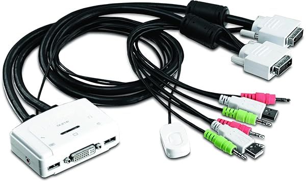 TRENDnet 2-Port DVI USB KVM Switch Kit: Control 2 PCs with Audio, Hot-Plug, Auto-Scan - Compatible with Windows, Linux, Mac