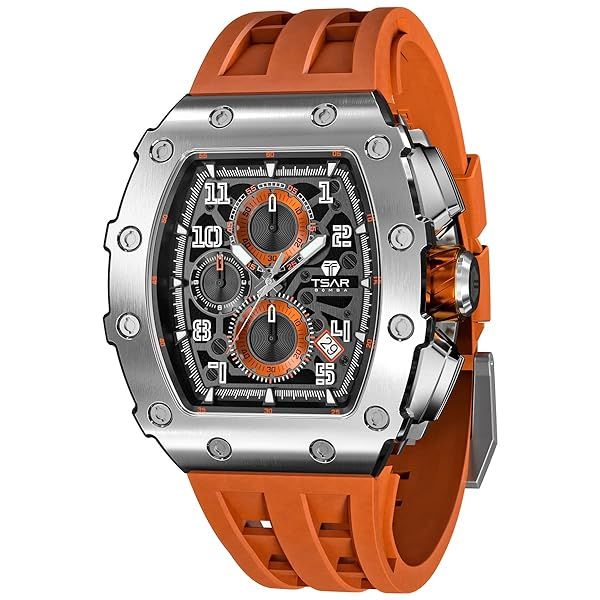 Luxury TSAR BOMBA Men's Watch: Japan Quartz, Sapphire Glass, 50M Waterproof, Chronograph & Luminous Calendar
