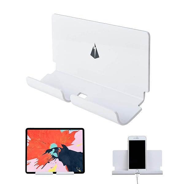 TXEsign Adhesive Wall Mount for Tablets & Smartphones - Space-Saving Holder for eReaders (White)