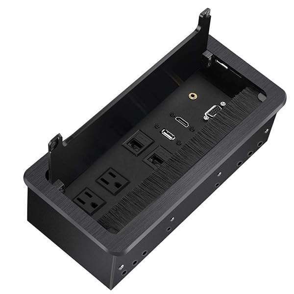 Tabletop Connectivity Box: HDMI, LAN, VGA & Power Outlet for Desktop Conferences