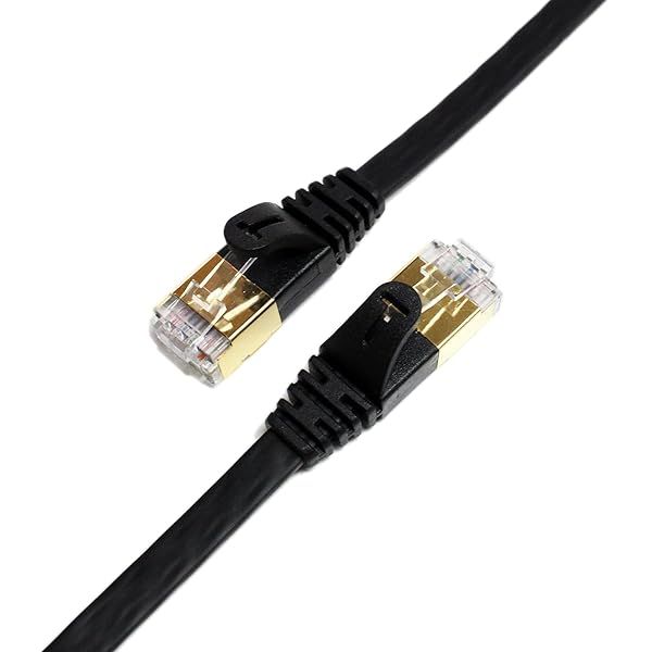 Tera Grand 50FT CAT7 Ethernet Cable - Ultra Flat, 10Gbps, Gold Plated RJ45, Faster than CAT6a, Ideal for Modem & Router