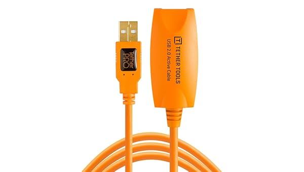 Fast Transfer TetherPro USB 2.0 Active Extension Cable - 16ft High Visibility Orange for Camera to Computer