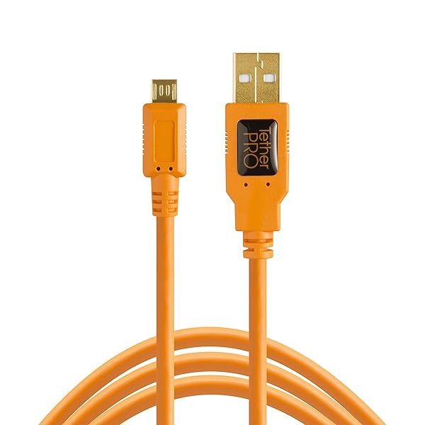 Fast Transfer Tether Tools TetherPro USB 2.0 Micro-B Cable - 15ft High Visibility Orange for Camera to Computer
