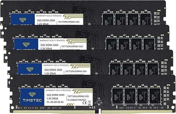 Upgrade Your PC with Timetec 128GB DDR4 3200MHz RAM Kit - 4x32GB Non-XMP, CL22, Unbuffered UDIMM