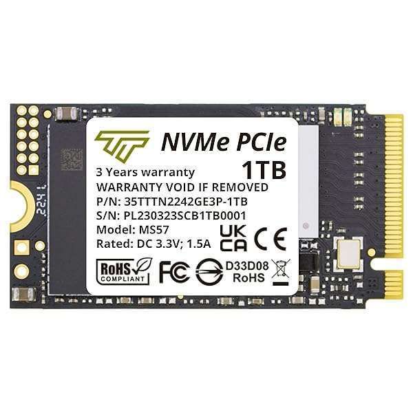 Timetec 1TB M.2 2242 NVMe SSD for Lenovo ThinkPad E15 & 11e Yoga Gen 6 - 2100 MB/s Read Speed