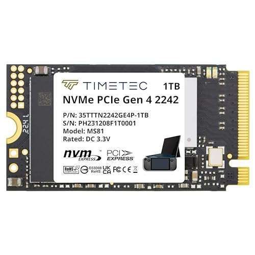 Timetec 1TB M.2 2242 NVMe SSD - Fast 5,100 MB/s for Lenovo ThinkPad X1 Nano & More