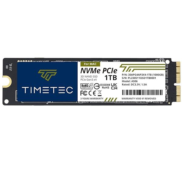 Timetec 1TB NVMe SSD for Mac: Fast 1,900MB/s Upgrade for MacBook Air, Pro, iMac & More (2013-2019)
