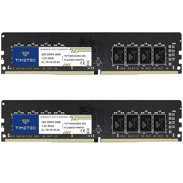 Upgrade Your PC with Timetec 64GB DDR4 2666MHz RAM Kit (2x32GB) - Non-ECC, Unbuffered, Dual Rank Memory Module