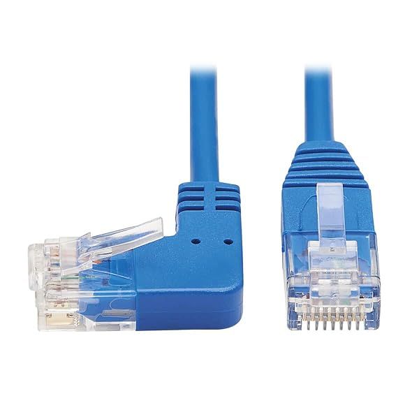 Tripp Lite 20ft Left Angle Cat6 Ethernet Cable - Slim UTP Gigabit Network Patch, Blue